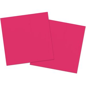 80x stuks servetten van papier fuchsia roze 33 x 33 cm