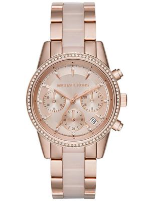Michael Kors dames Ritz Rosegoudkleurig chronograafhorloge MK6307