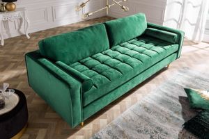Design 3-zits loungebank COSY VELVET 220cm smaragdgroen fluwelen veerkern - 39845