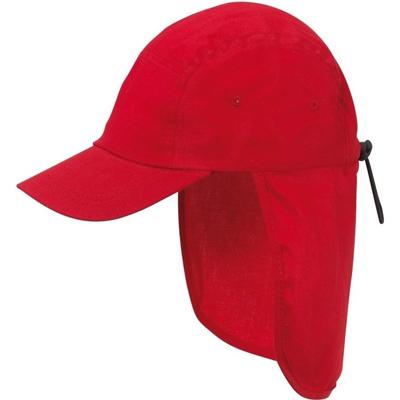Babypetje - rood - met nek bescherming - katoen - kindercap - zonnepetje voor baby