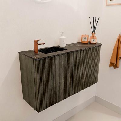 Toiletmeubel Mondiaz Joya Dlux | 81.6 cm | Meubelkleur Shadow | Faye wastafel Lava Wasbak Links | 1 kraangat