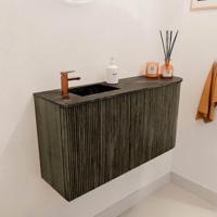 Toiletmeubel Mondiaz Joya Dlux | 81.6 cm | Meubelkleur Shadow | Faye wastafel Lava Wasbak Links | 1 kraangat