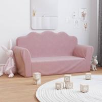 Kinderbank 2-zits zacht pluche roze