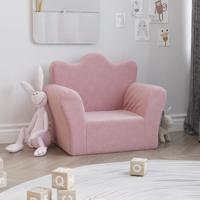 Kinderbank zacht pluche roze