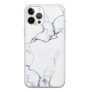 iPhone 12 Pro Max siliconen hoesje - Marmer grijs