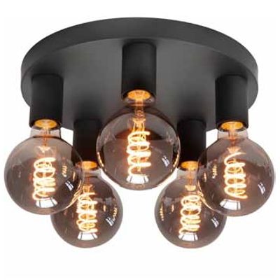 Plafondlamp Basic zwart 5 lichts