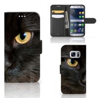Samsung Galaxy S7 | Telefoonhoesje | Met pasjeshouder | Zwarte Kat