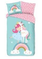 Good Morning Kinderdekbedovertrek "eenhoorn met regenboog" - Multi - (140x200/220 cm) - Katoen
