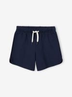 Meisjessportshort in fleece marineblauw - thumbnail