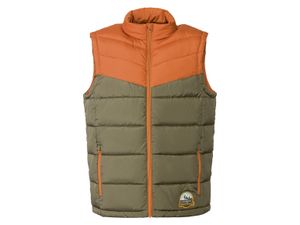 Gewatteerde herenbodywarmer, winddicht (S (44/46), Groen/oranje)