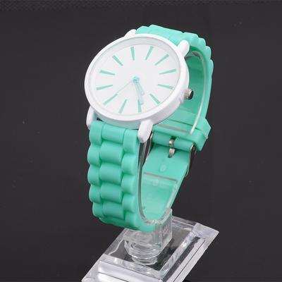 Eenvoudige stijl ronde Dial Jelly siliconen riem quartz horloge (mint groen)