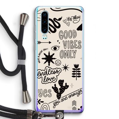 Good vibes: Huawei P30 Transparant Hoesje met koord