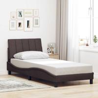 Bedframe zonder matras "Hanko" 90x190 cm stof donkerbruin