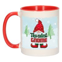 Kerst cadeau koffiemok - gnoom - kerstkabouter - rood - 300 ml - keramiek