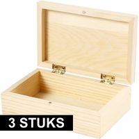 3x Houten sieraden/opslag doosjes 14 x 9 x 5 cm