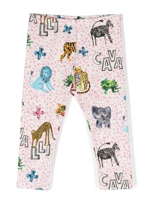 Roberto Cavalli Junior legging à imprimé graphique - Rose