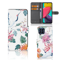 Samsung Galaxy M53 Telefoonhoesje met Pasjes Bird Flowers