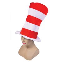 Bristol Novelty verkleed hoed rood/wit gestreept - volwassenen - dr.seuss - thumbnail