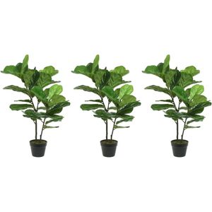 3x Groene Ficus carica/vijgenboom kunstplant 97 cm in zwarte pot