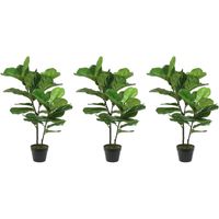 3x Groene Ficus carica/vijgenboom kunstplant 97 cm in zwarte pot