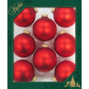 16x stuks glazen kerstballen 7 cm vuurrood