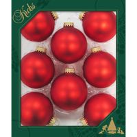 16x stuks glazen kerstballen 7 cm vuurrood - thumbnail