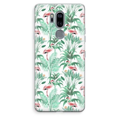 Flamingo bladeren: LG G7 Thinq Transparant Hoesje