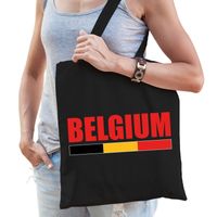 Katoenen Belgie supporter tasje Belgium zwart - thumbnail