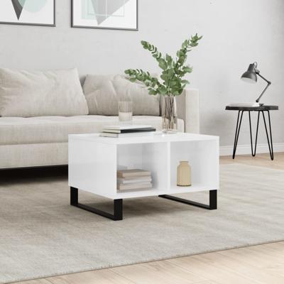 Salontafel 60x50x36,5 cm bewerkt hout hoogglans wit