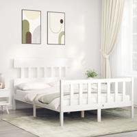 Bedframe zonder matras massief grenenhout wit 140x200 cm