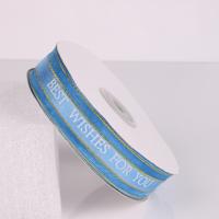 Engelse letter gekleurde gedrukte linten Phnom Penh gift boeket linten bowknot bloemen verpakking Ribands grootte: 45m x 2.5 cm (blauw)
