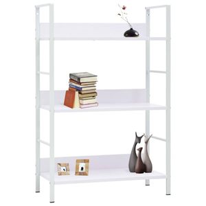 The Living Store Boekenkast 3-laags - 60 x 27.6 x 90.5 cm - Wit - spaanplaat en staal