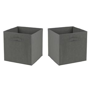 Opbergmand/kastmand Square Box - 6x - karton/kunststof - 29 liter - donker grijs - 31 x 31 x 31 cm