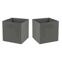 Opbergmand/kastmand Square Box - 6x - karton/kunststof - 29 liter - donker grijs - 31 x 31 x 31 cm