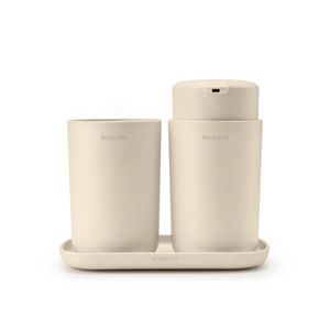 Brabantia ReNew badkameraccessoires, set van 3 - zeepdispenser, tandenborstelhouder en schaal - Soft Beige