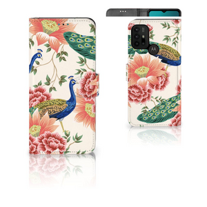 Telefoonhoesje met Pasjes voor Motorola Moto G10 | G20 | G30 Pink Peacock