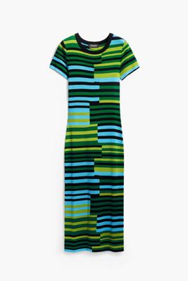 Gestreepte lange jurk - MATERIAL FINISHES - S