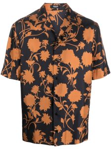 Versace chemise en soie à fleurs - Noir