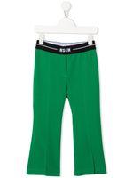 MSGM Kids pantalon évasé à taille à logo - Vert - thumbnail