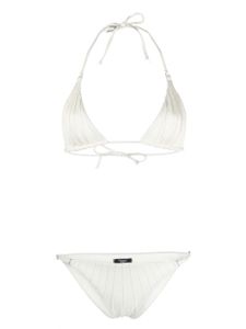 Noire Swimwear bikini à fronces - Blanc