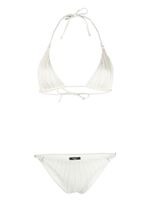 Noire Swimwear bikini à fronces - Blanc