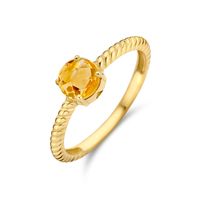 Ring geelgoud-citrien 0.77ct 6 mm goudkleurig-geel