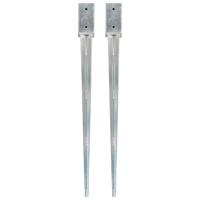 VidaXL Grondpinnen 2 st 7x7x90 cm gegalvaniseerd staal zilverkleurig