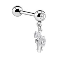 Jeweled Barbell with Charm Chirurgisch staal 316L / Belegde messing Barbells