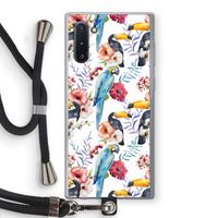 Bloemen tukan: Samsung Galaxy Note 10 Transparant Hoesje met koord