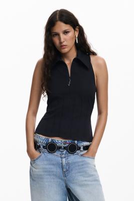 Blouse met rits - BLACK - L