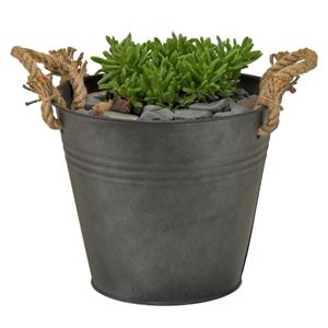 Plantenpot/bloempot emmer Old Rope - zink - antraciet - D22 X H20 cm