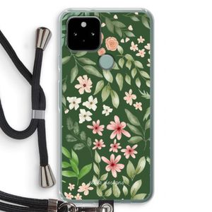 Botanical green sweet flower heaven: Pixel 5 Transparant Hoesje met koord
