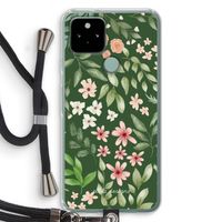 Botanical green sweet flower heaven: Pixel 5 Transparant Hoesje met koord