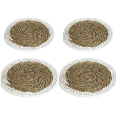 4x stuks Pannen onderzetters van zeegras rond 24 en 28 cm